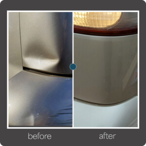 From dented to perfect — rear fender restoration with PDR. Rear fender dent before and after paintless dent removal in Brooklyn, New York